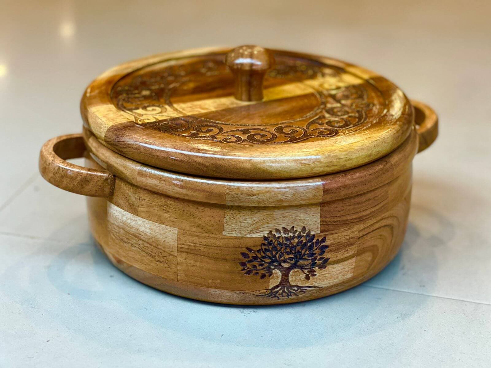 Wooden Serving Casserole with Lid